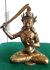 Manjushri Buddhist Bronze Statue Handmade aus Tibet/nepal H 25cm