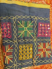 Navy blue mirror work dupatta or scarf