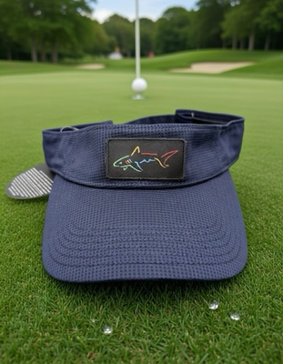 #ad Greg Norman Blue Sun Visor w Embroidered Shark Logo Golf Hat Cap NEW $15.99