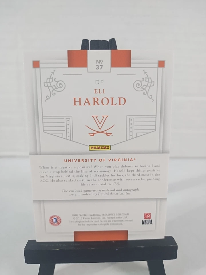 2016 National Treasures Collegiate Material Signatures /99 Eli Harold #37 Auto - Image 4 of 4