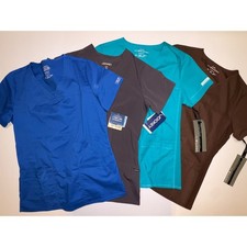 Cherokee  Jockey Fit V Neck Scrub Top XS Teal  Brown  Grey  Blue