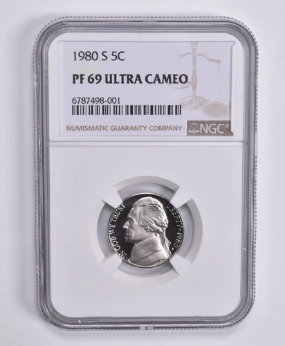 PF69 UCam 1980-S Jefferson Nickel NGC Brown Lbl *3218
