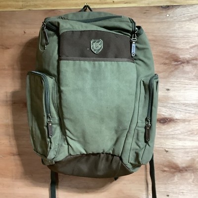 Burton Backpack With Metallic Badge On Front Olive And Brown