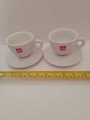 2 ILLY KAFFEETASSEN & UNTERTASSEN ROTES LOGO ESPRESSO ITALIEN WEISS 6 Unzen BECHER IPA DEADSTOCK