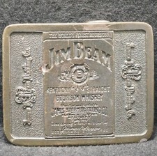 XE15162 VINTAGE 1975  JIM BEAM WHISKEY  LIQUOR ADVERTISEMENT BRASS BELT BUCKLE
