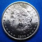 1883-CC MORGAN SILVER DOLLAR. UNCIRCULATED. HIGH GRADE.