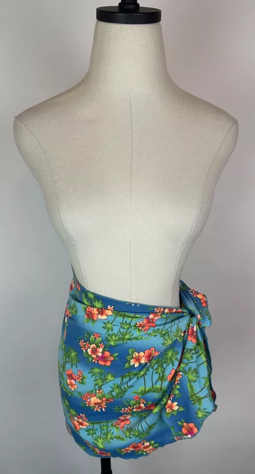 Falda de Natación Sarong Vintage Años 90 Encubrimiento Talla Única Lateral Corbata Hibisco Tropical Pinup Foto 2 de 4