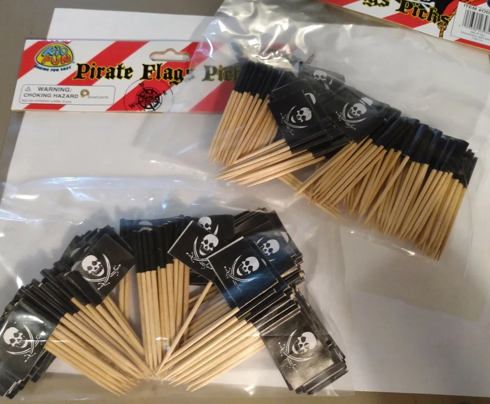 Bandera Pirata Sandwich Aperitivo Cupcake Comida Pick Jolly Roger Party (288 piezas) Foto 3 de 4