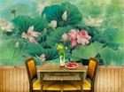 3D Lotus Dragonfly R13027 Wallpaper Wall Mural Self-adhesive Removable Luna