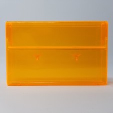 5 Cassette Tape Cases - Fluorescent Orange Front  Back - Empty Plastic