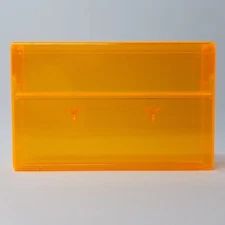 5 Cassette Tape Cases - Fluorescent Orange Front + Back - Empty Plastic