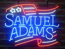 Samuel Adams Stars Flag Beer 24"x20" Neon Light Sign Lamp Bar Wall Decor Glass