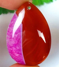 50x35x7mm Brown Red and Rose Druzy Geode Agate Teardrop Pendant Bead BQ66439