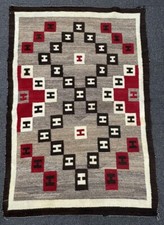 Navajo Ganado Rug ca 1920   63" x 44"   Handspun wool warp and weft.