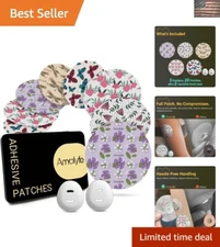 Portable 20-Pack Dexcom G7 Adhesive Floral Patches with Protective Caps