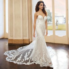 Strapless Mermaid Wedding Dresses Lace Appliques Backlss Fashion Bridal Gowns