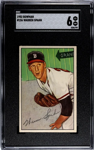 SGC 6 - 1952 Bowman #156 Warren Spahn Boston Braves HOF (PLEASE READ)