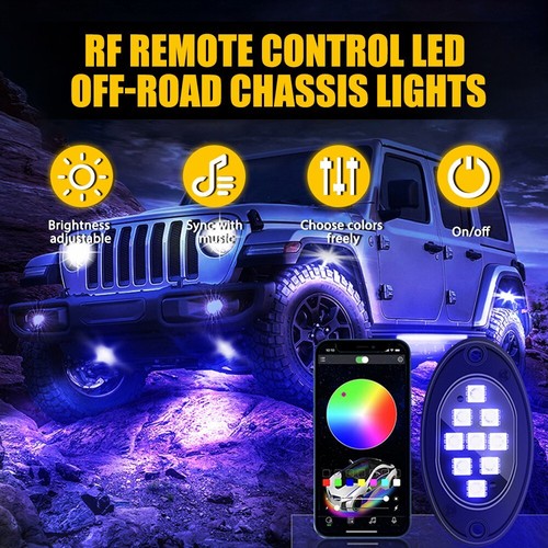 20X RGB LED Rock Lights Kit Offroad Truck Underbody Neon Music Bluetooth APP EXD - Picture 4 of 12