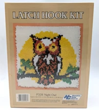 National Yarn Crafts Latch Hook Kit P328 Night Owl 12x12 New Sealed NOS