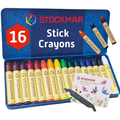 Beeswax Stick Crayons, Set of 16 - Non , Jumbo Crayons, Beeswax Crayons For T...