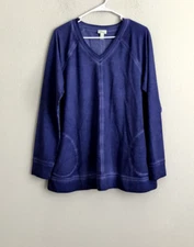 LOGO Lounge by Lori Goldstein Distress French Terry Top-Purple (Sz XS) a547068 '