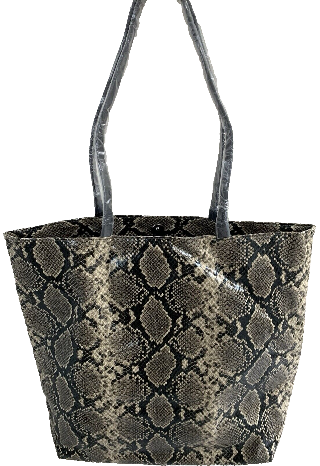 Bloomingdales Tote Faux Snakeskin Bag Shopper Travel Overnight Handbag New