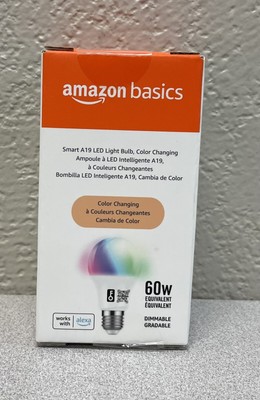 NEW Amazon Basic A19 Color Smart Bulb: Alexa/Bluetooth Mesh/2700K/800 Lumen/7.5W