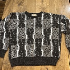 Vintage Chippewa Woolen Mills Men's Sweater, Brown Pattern USA Made, Size Large