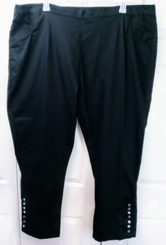 Salon Studio Damen 4X schwarze Hose elastische Taille zum Anziehen verzierte Knöpfe Bein - Bild 1 von 11
