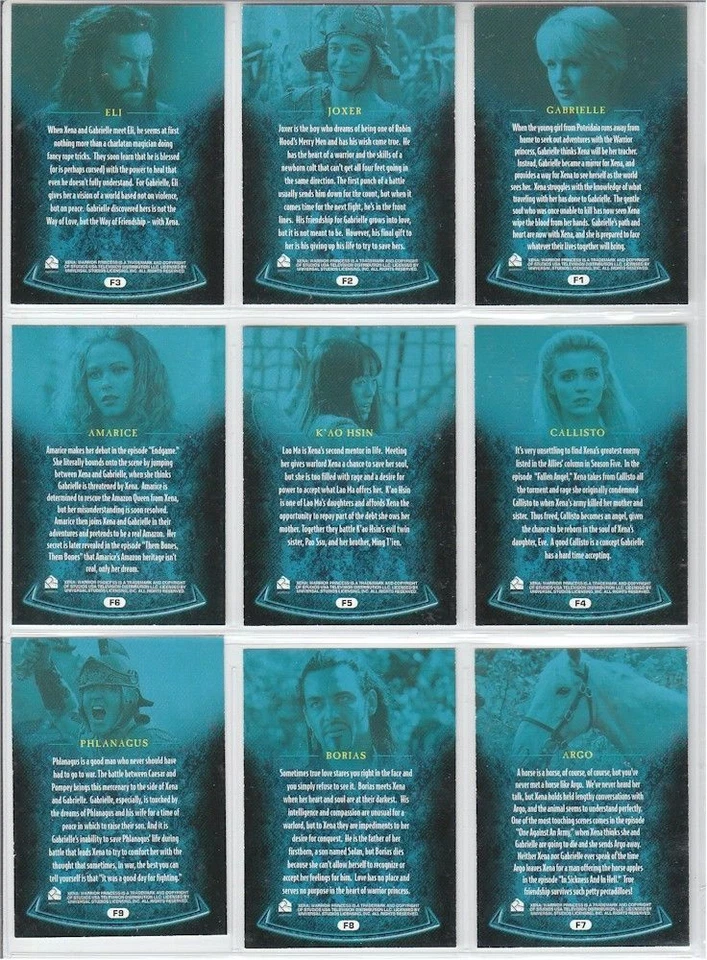 Xena The Warrior Princess Seasons 4 & 5  Allies Set F1 TO F9 OR SINGLES   CHOOSE - Image 2 of 4