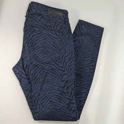 Express Tiger Zebra Striped Dark Blue Skinny Jeans Jegging Stretch Size 6 
