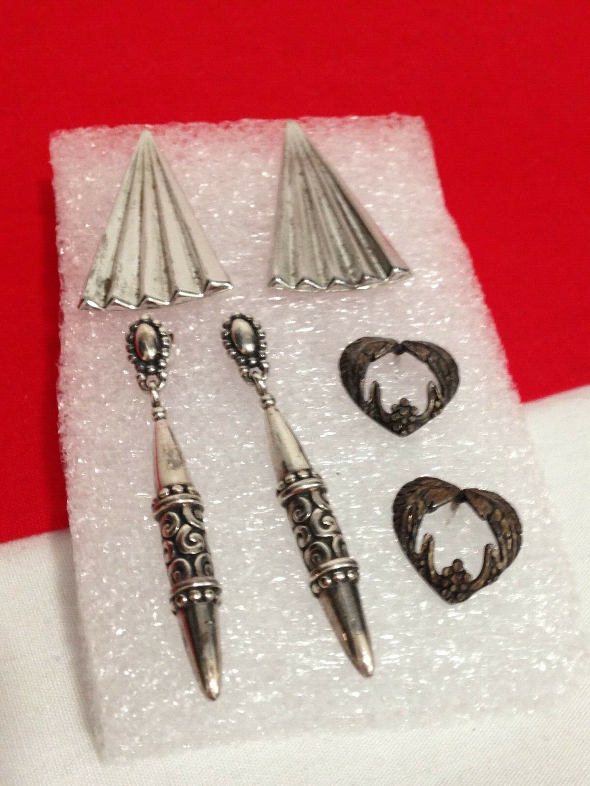 Vintage SIGNED .925 Solid Sterling Silver Earring… - image 1