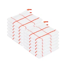 12 Pack of Kitchen Dishcloths - Striped Windowpane Pattern - Soft 100% Cotton