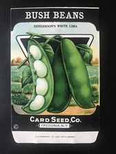 1920s Litho Antique Vintage Card Seed Co. Packet Pack Bush Beans Henderson’s Ex