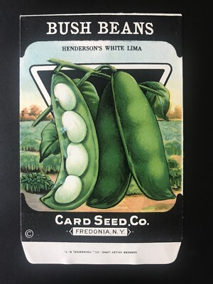 1920s Litho Antique Vintage Card Seed Co. Packet Pack Bush Beans Henderson s Ex