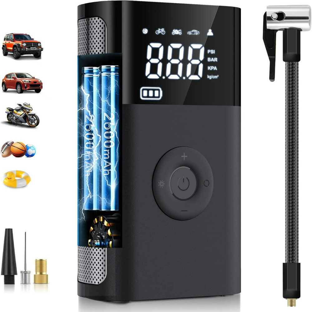(New) Car Tire Inflator Air Compressor 150PSI Portable Air Pump Car Bike Motorcycle (29.81 USD)