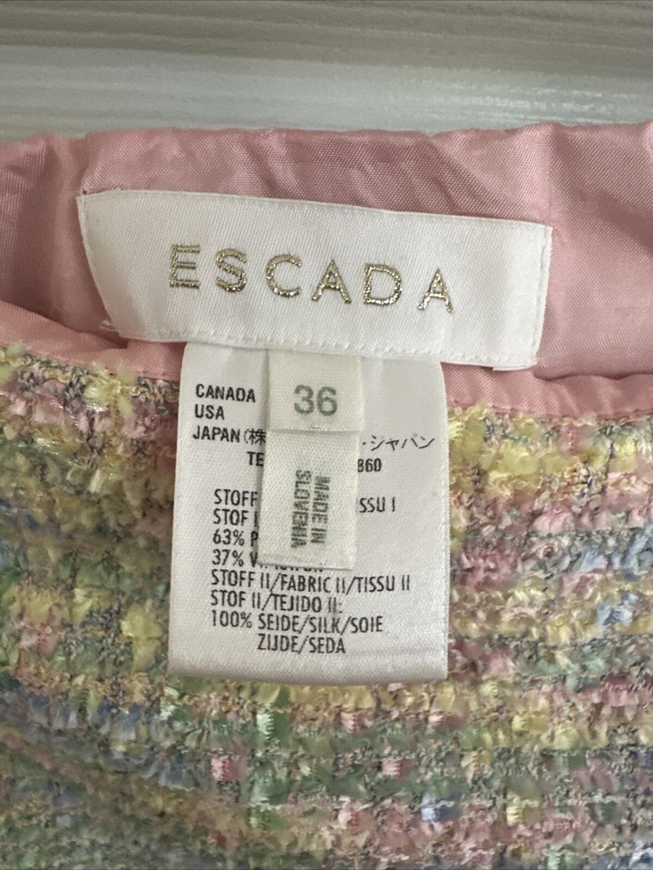 Escada Pastel Tweed Pencil Skirt Size 36 eBay