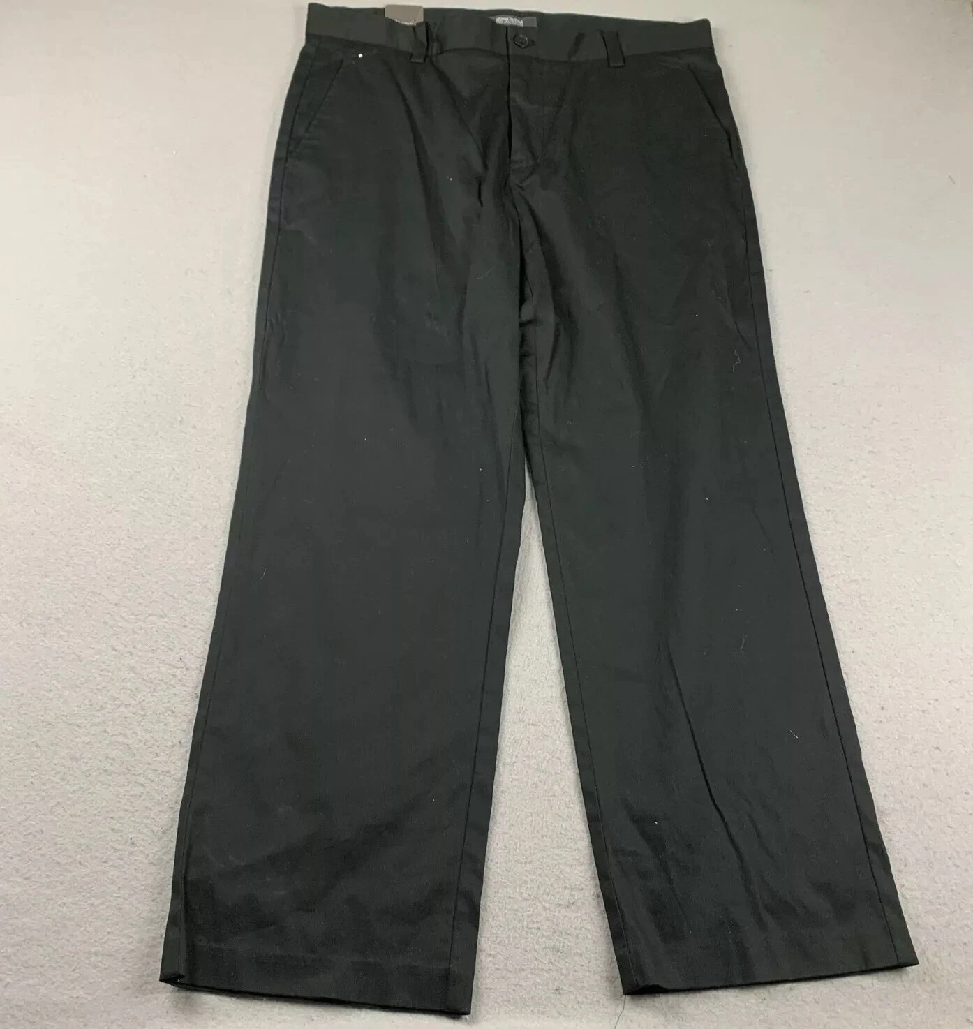 Kenneth Cole Pants Mens 38X30 Black Flat Front Straight Leg Reaction Pant NWT