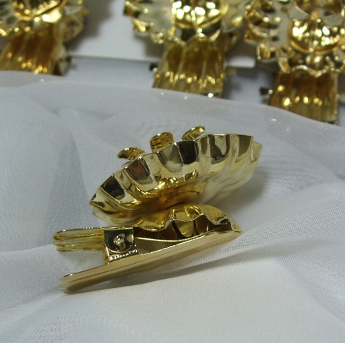12 Christmas Candle Clips NEW gold metal clip-on holders SWIVEL-TOP Germany vtg - Picture 3 of 12