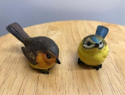 Miniature Bird Set, Pair of Birds, 2 Fairy Garden Birds, Colorful Bird Pair