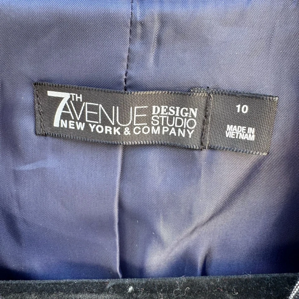 Chaqueta Blazer 7th Avenue Design Studio Mujer Preppy Azul Marino Blanco Rayas 10 Foto 4 de 4