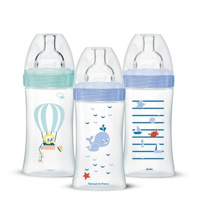 Dodie Sensation+ 3er Set Babyflaschen 270ml Jungen Anti-Kolik geprüft