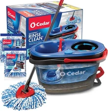 Spin Mop & Bucket System + 2 Extra Mop Heads| Clean with Clean Water | Removes 9