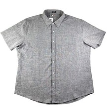 Coofandy Men  s Short Sleeve Button Up Shirt XL Gray Linen Blend Casual Summer