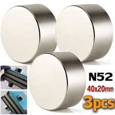 3PCS Round N52 Large Neodymium Rare Earth Magnet Big Super Strong Huge 40mm 20mm