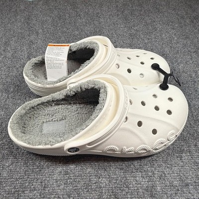 Crocs Unisex White & Light Grey Baya Lined Clog US Men's 11 Free SHip Best Price