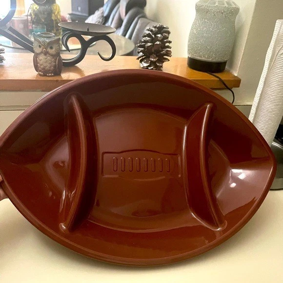 4~Large Football Chip & Dip tray for Snacks  Brown 17” - Image 3 of 4