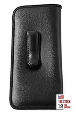 Soft Slip-In Glasses Case with Pocket Belt Metal Clip for Men/Women Black