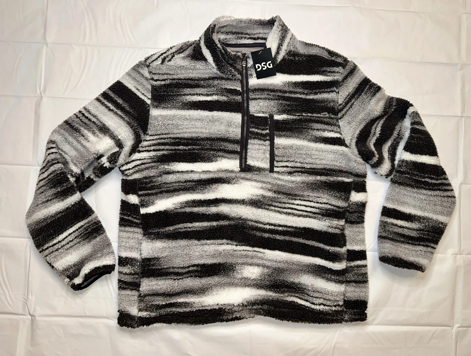 DSG Mens XL Sherpa 1/4 Zip Pullover Fleece Jacket Lunar Glare Charcoal NWT