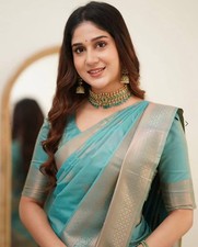 Lichi Silk Saree Jacquard Woven Grand Pallu Traditional Indian Ethnic Sari